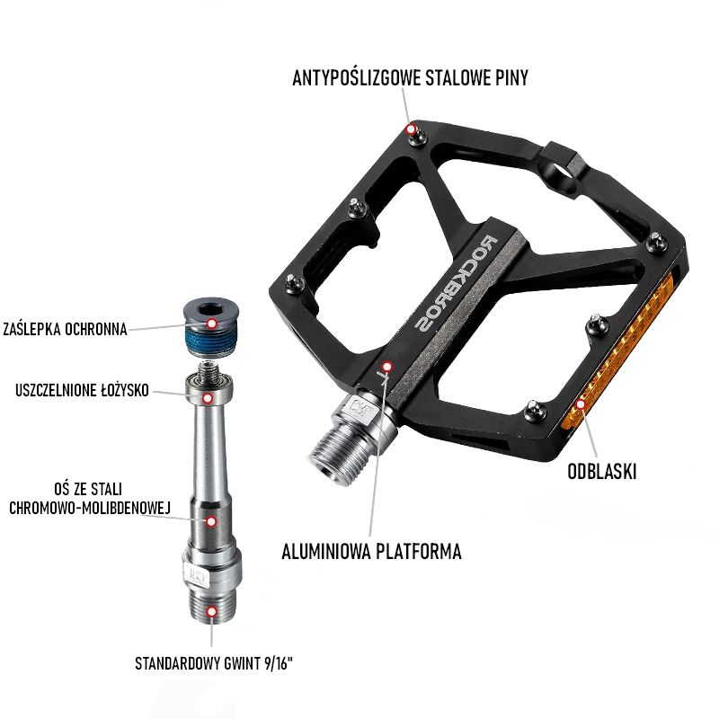 Pedały Rowerowe Platformowe Rockbros K371Bl