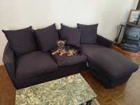 Sofá azul com chaise longue