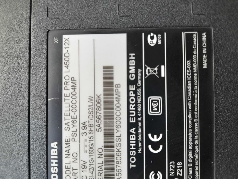 ноутбук  Toshiba Satellite Pro L450D-12X