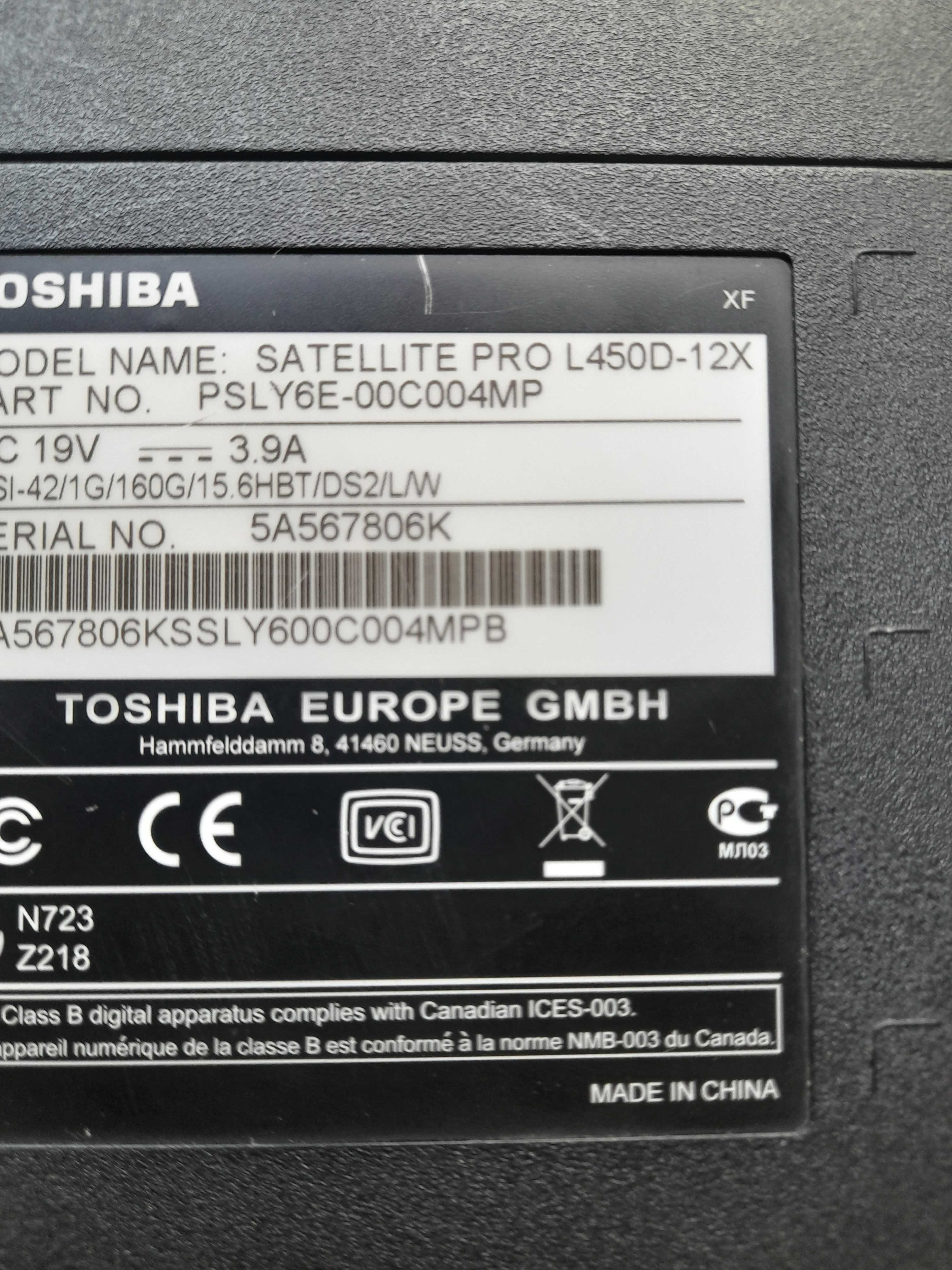 ноутбук  Toshiba Satellite Pro L450D-12X