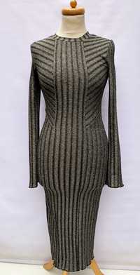 Sukienka H&M XS 34 Srebrna Metaliczna Dłuższa