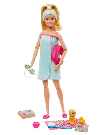 Барби Спа - Barbie Spa Doll, Blonde, with Puppy and 9 Accessories