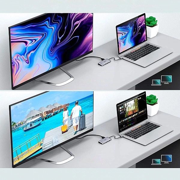 Choetech 9w1 wielofunkcyjny HUB USB Typ C - 3x USB 3.2 Gen 1 / czytnik