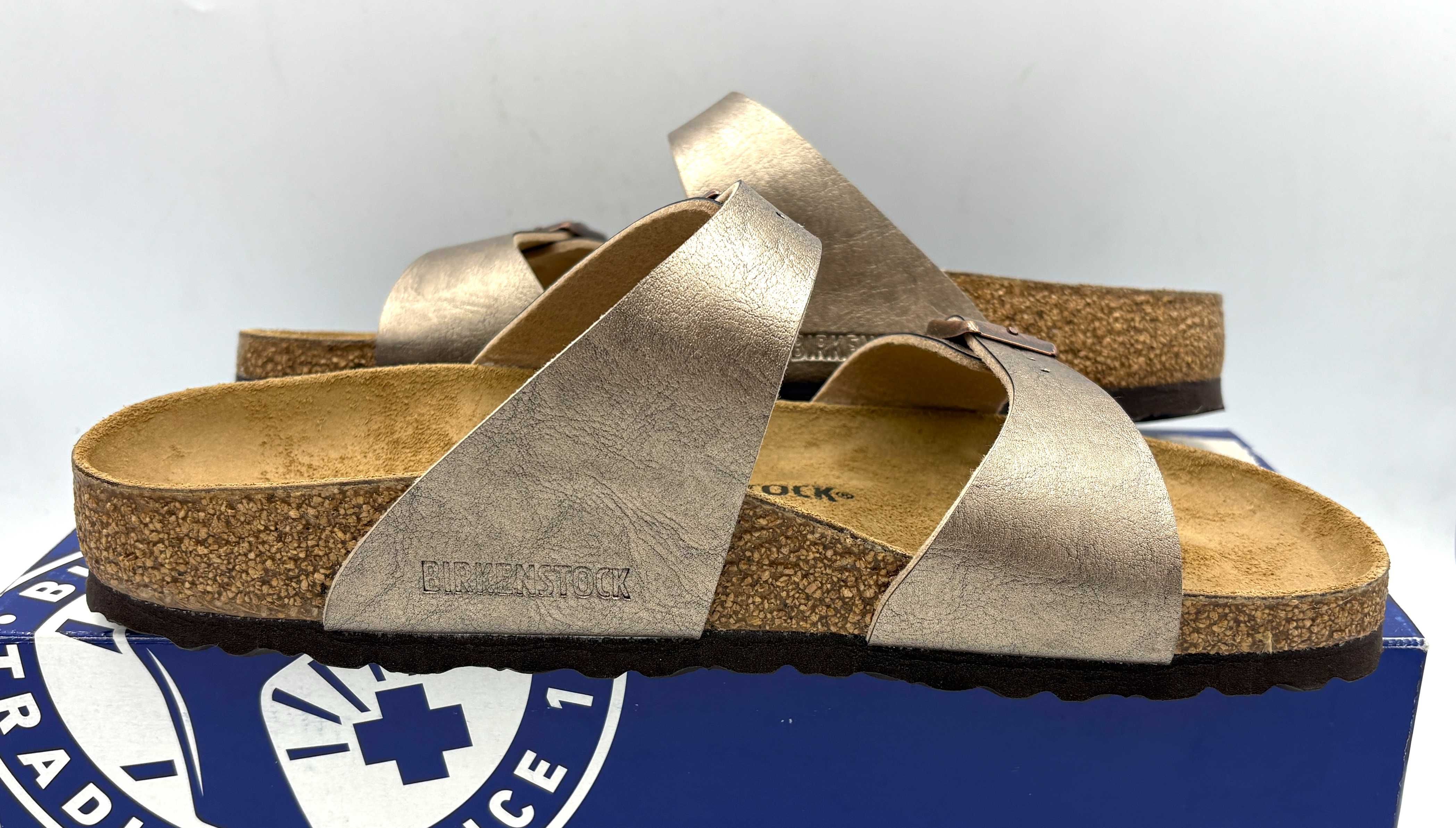 ‼️Nowe oryginalne klapki BIRKENSTOCK Syndey złote 40 AZ 249 skóra