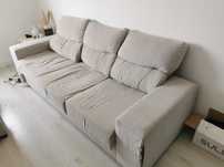 Sofá cinzento usado + apoio para pernas (chaise lounge)