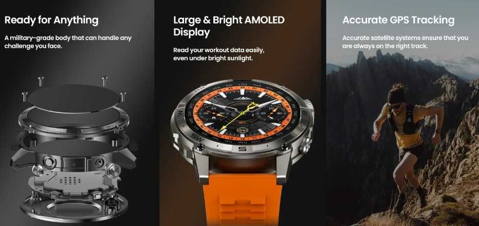 Nowy Smartwach 1,43 cala AMOLED GPS Zegarek Zeblaze Stratos 2 Plus PL