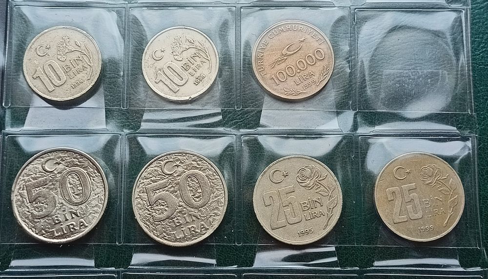 25 monet.  Francja, Belgia, Turcja