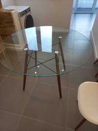Mesa redonda vidro com 6 cadeiras