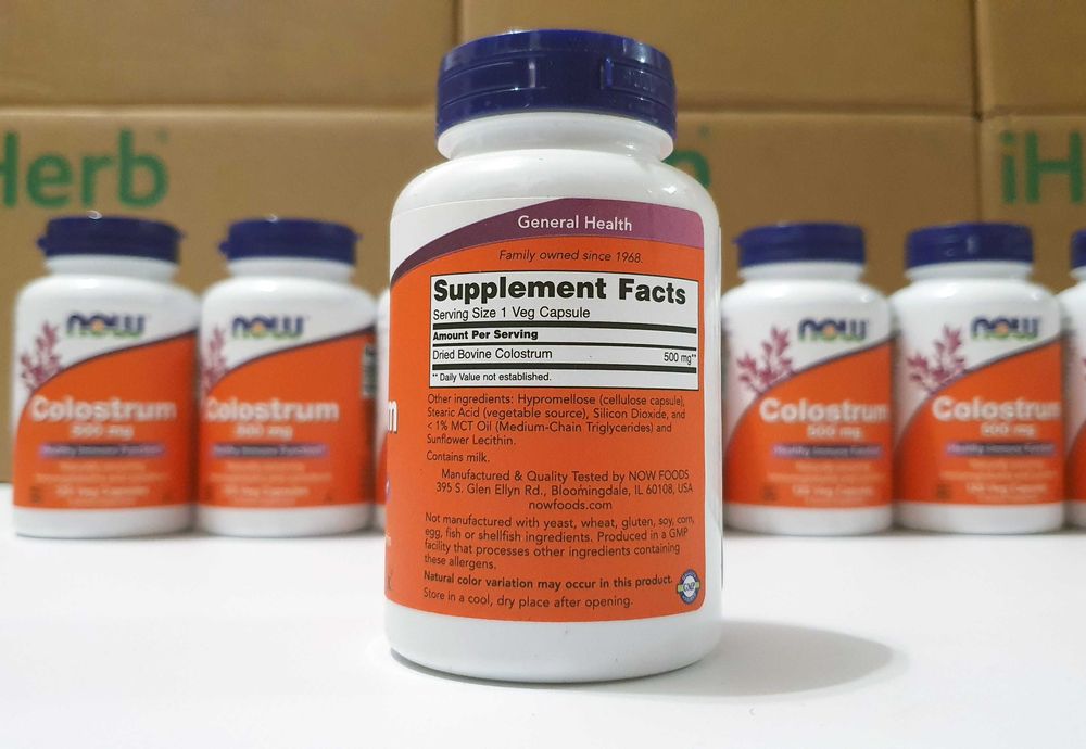 Now Foods Colostrum (молозиво), 500 мг, 120 капсул (США). Колострум.