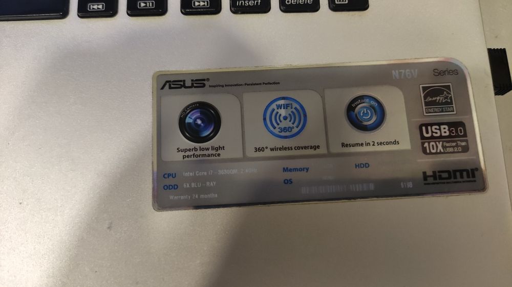 Portátil ASUS N76V