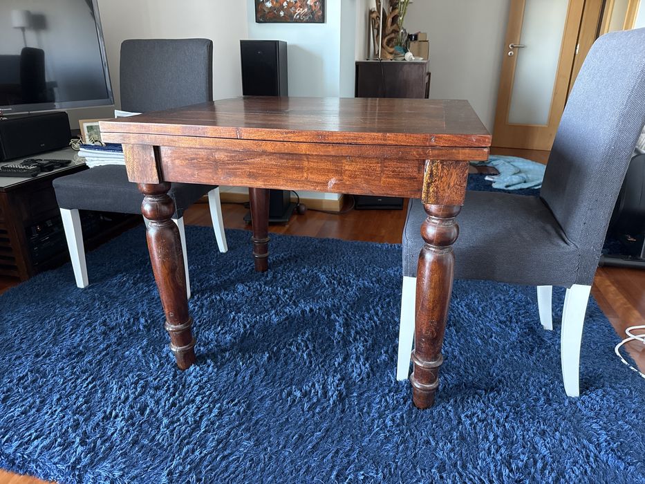 Mesa Jantar Rustica de Teca - Extensivel 90-180cm