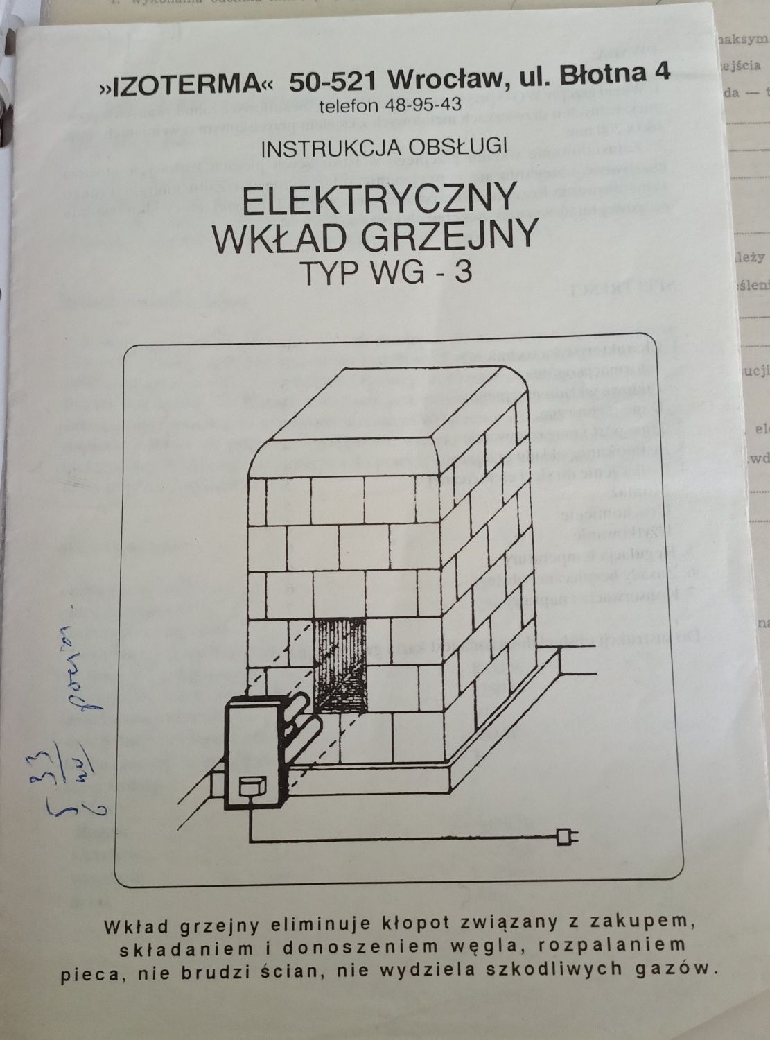 Wkład grzejny, grzałka elektryczna do pieca kaflowego