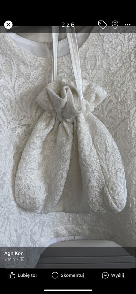 Komunia św. Zestaw bluzka, spódnics, torebka, 146 cm