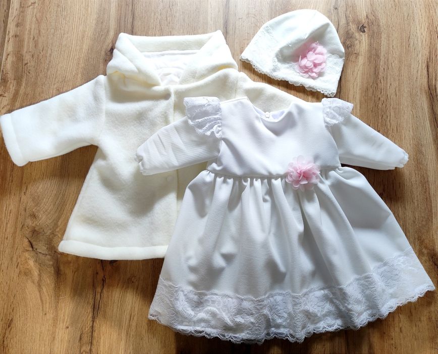 Komplet na jesień 50-80 cm ECRU na chrzest