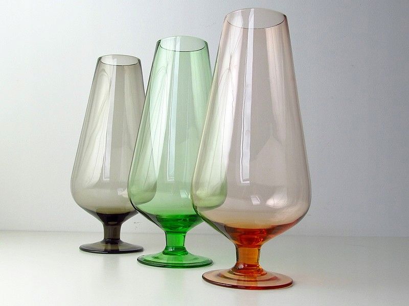 lata 60 vintage 3x szklany dmuchany wazon