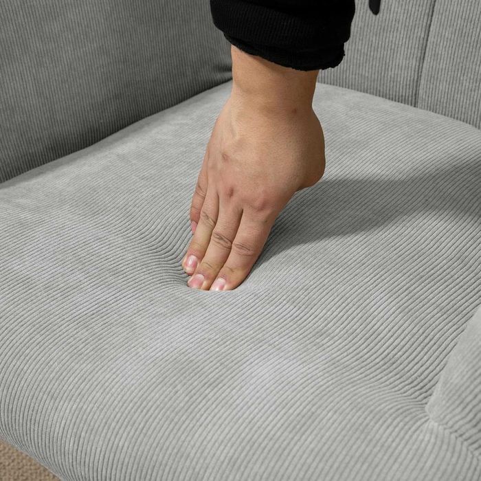 Fotel wypoczynkowy uszak z podnóżkiem do 150 kg szary, drewno bukowe