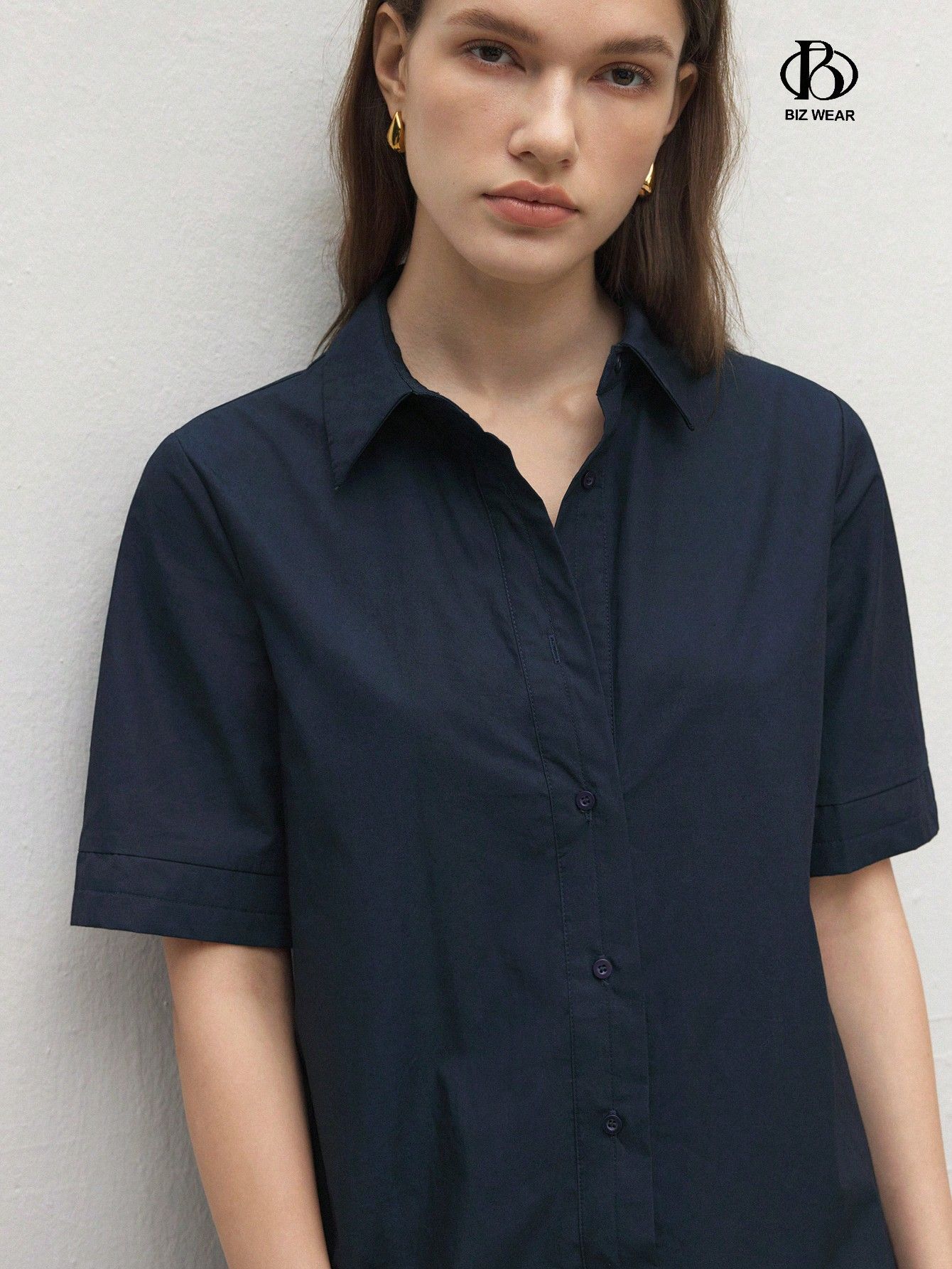 Sukienka Koszulowa Bawełniana Granatowa Mini Casual Shein M 38