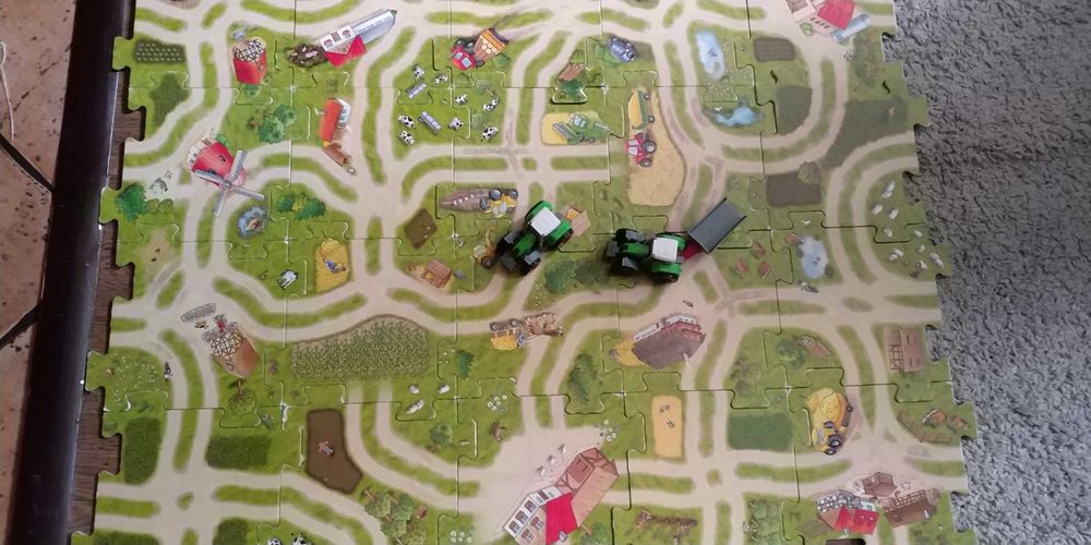 mata puzzle podłogowe z traktorami i przyczepą