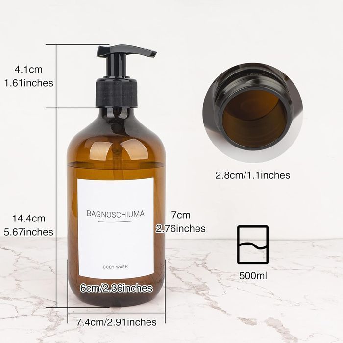 Ezebesta Zestaw 4 Dozowników Do Mydła W Kolorze Bursztynowym (500 Ml)