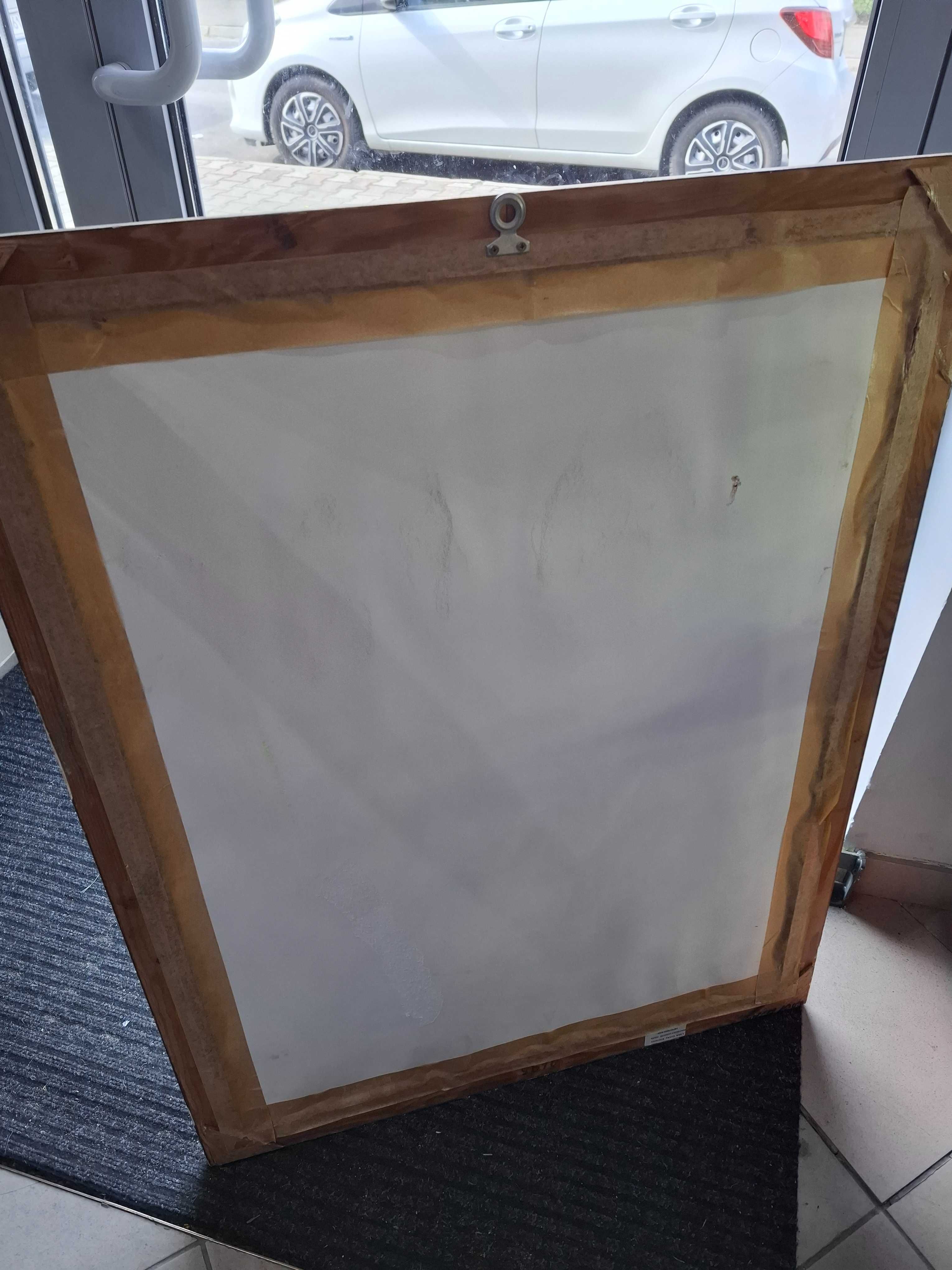 Duże lustro drewniane zdobione złote 70x90 stylowe fazowane