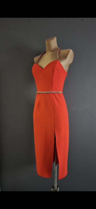 Sukienka ekskluzywna z jedwabną apaszką. Elisabetta Franchi rozmiar wł