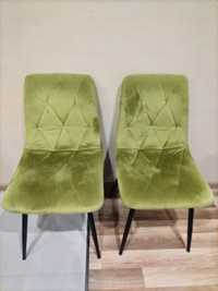 4 krzesła welur zielone/limonka