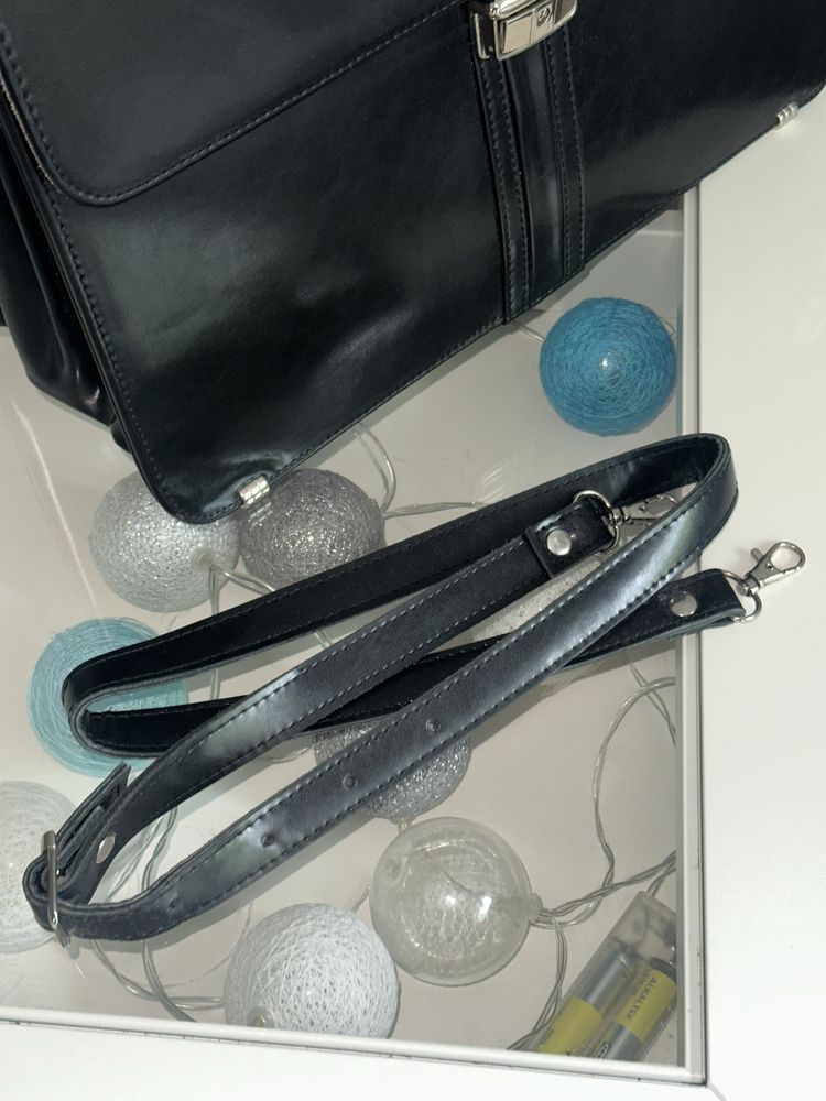 Teczka aktówka czarna skórzana męska Leather Colection ST