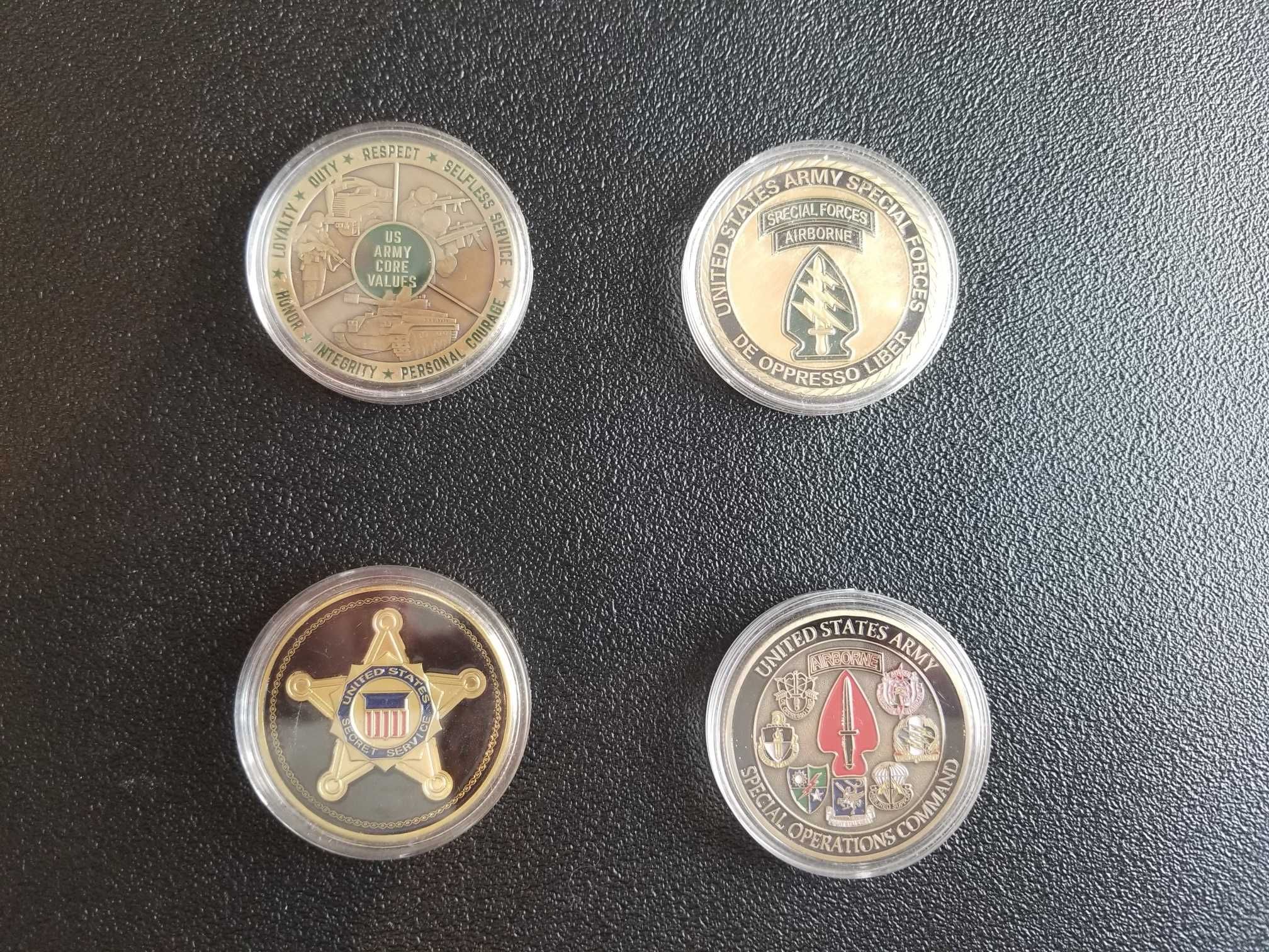 Coleção de 7 moedas/medalha das tropas especiais americanas +1- NYPD ,