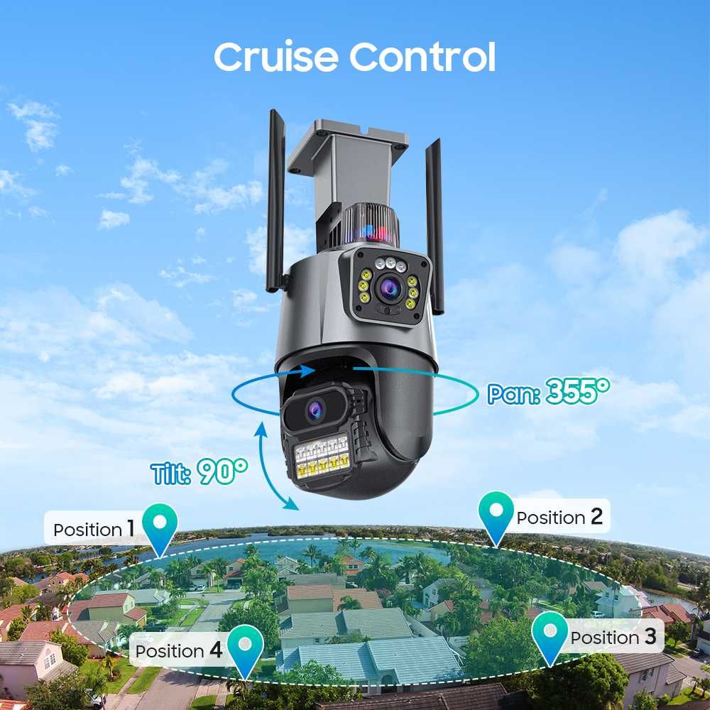 Kamera IP 8MP Dual Lens ULTRAHD WIFI PTZ podgląd na telefon MONITORING