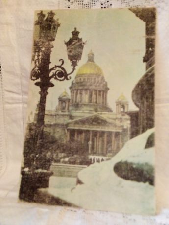 Репродукция на ткани. Фото М. Перельмана "Зима в Ленинграде". 1985 год