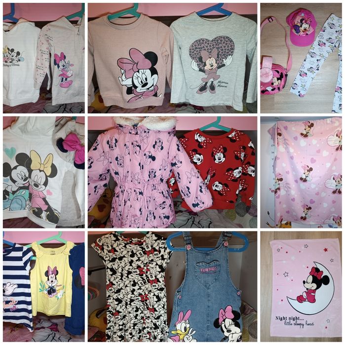 Mega paka Myszka Minnie Disney r. 98/104/110 ciuszki +kocyk + zasłona