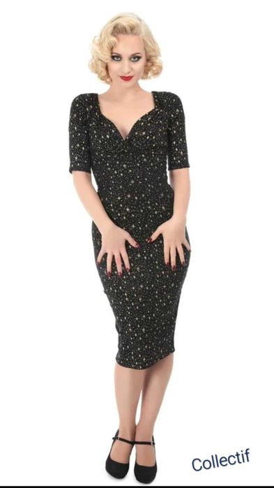 S Collectif sukienka midi dopasowana pin up w gwiazdki astro