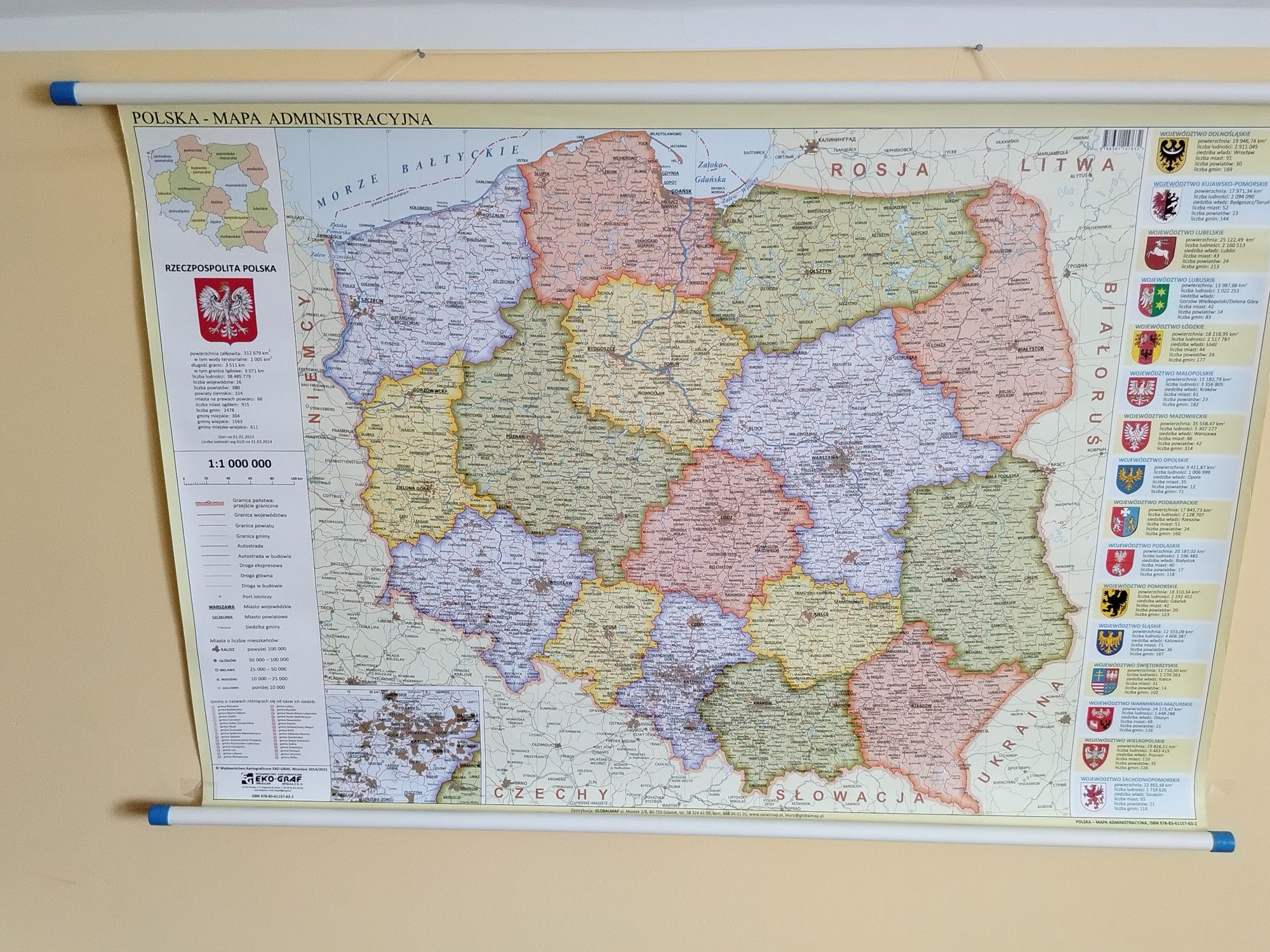 Ścienna mapa polski - dwustronna