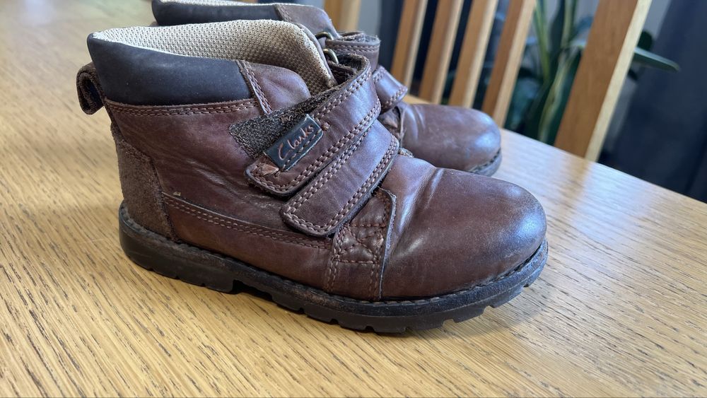 Buty zimowe brązowy na żeby skóra naturalna clarks 27 chłopiec