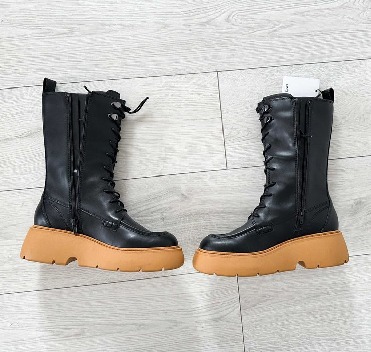 Чоботи з високою халявою та платформою mango жіночі трендові