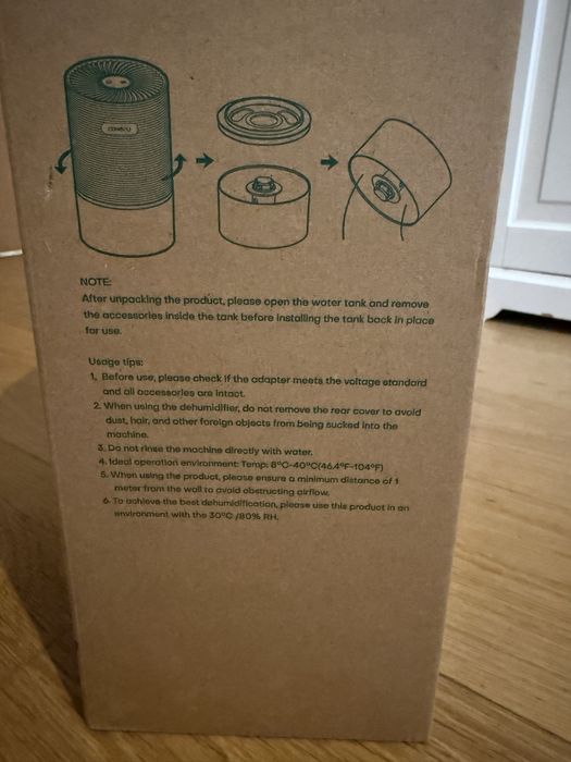 Dehumidificador na Caixa