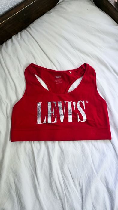 Czerwony biustonosz sportowy Levi's levis top stanik Cropp top