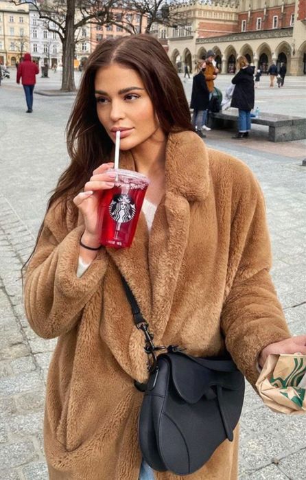 Zara futro nowe płaszcz futerko brąz camel XS-S