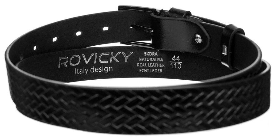 pasek męski ze skóry naturalnej licowej z plecionym wzorem - rovicky