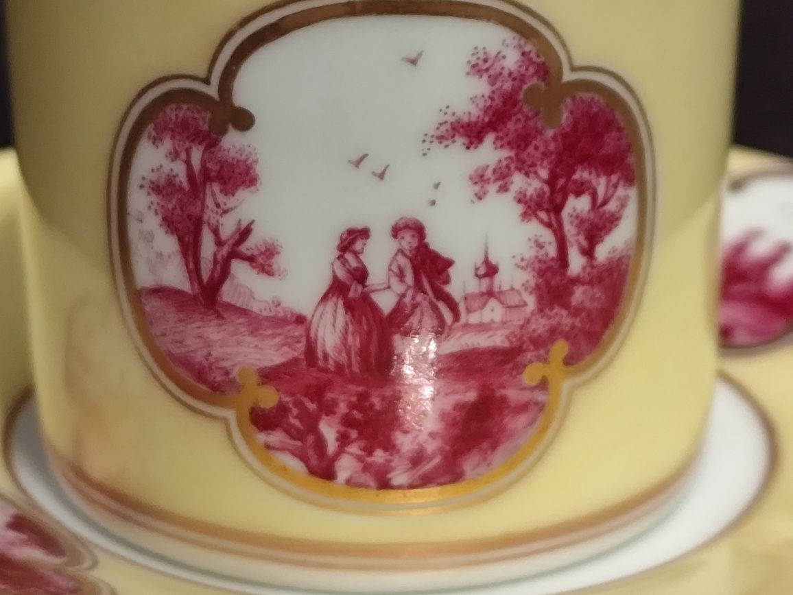 Porcelana CALAIS Czechy Dekor ROBRA Drezno Duo Mokka
