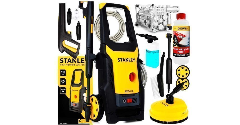 SAMOSSĄCA Myjka ciśnieniowa STANLEY 110/170 BAR Pompa METALOWA + PŁYN