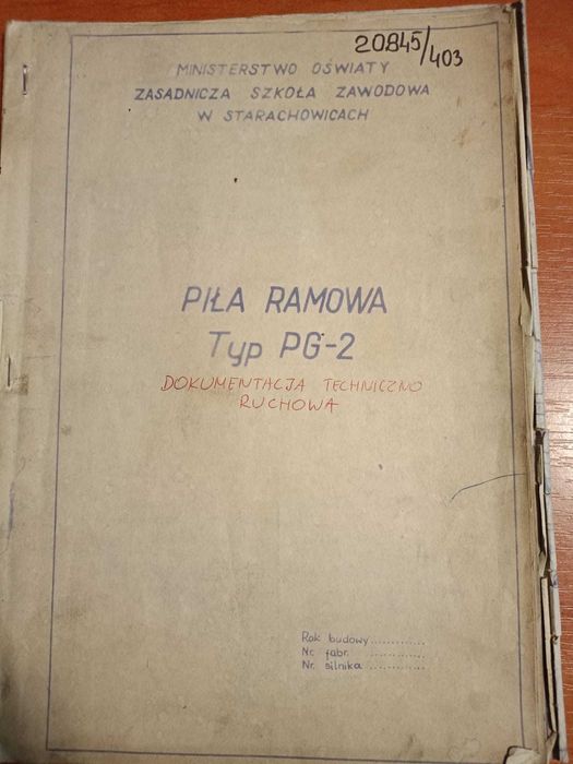 Mechaniczna Piła ramowa  PG-2 o napędzie elektrycznym