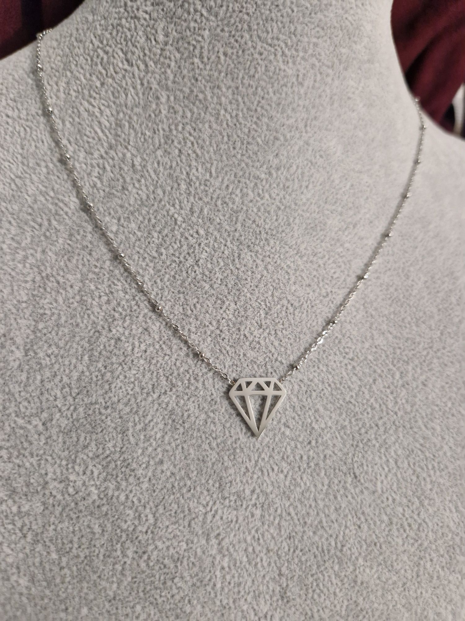 Naszyjnik łańcuszek diament stal chirurgiczna