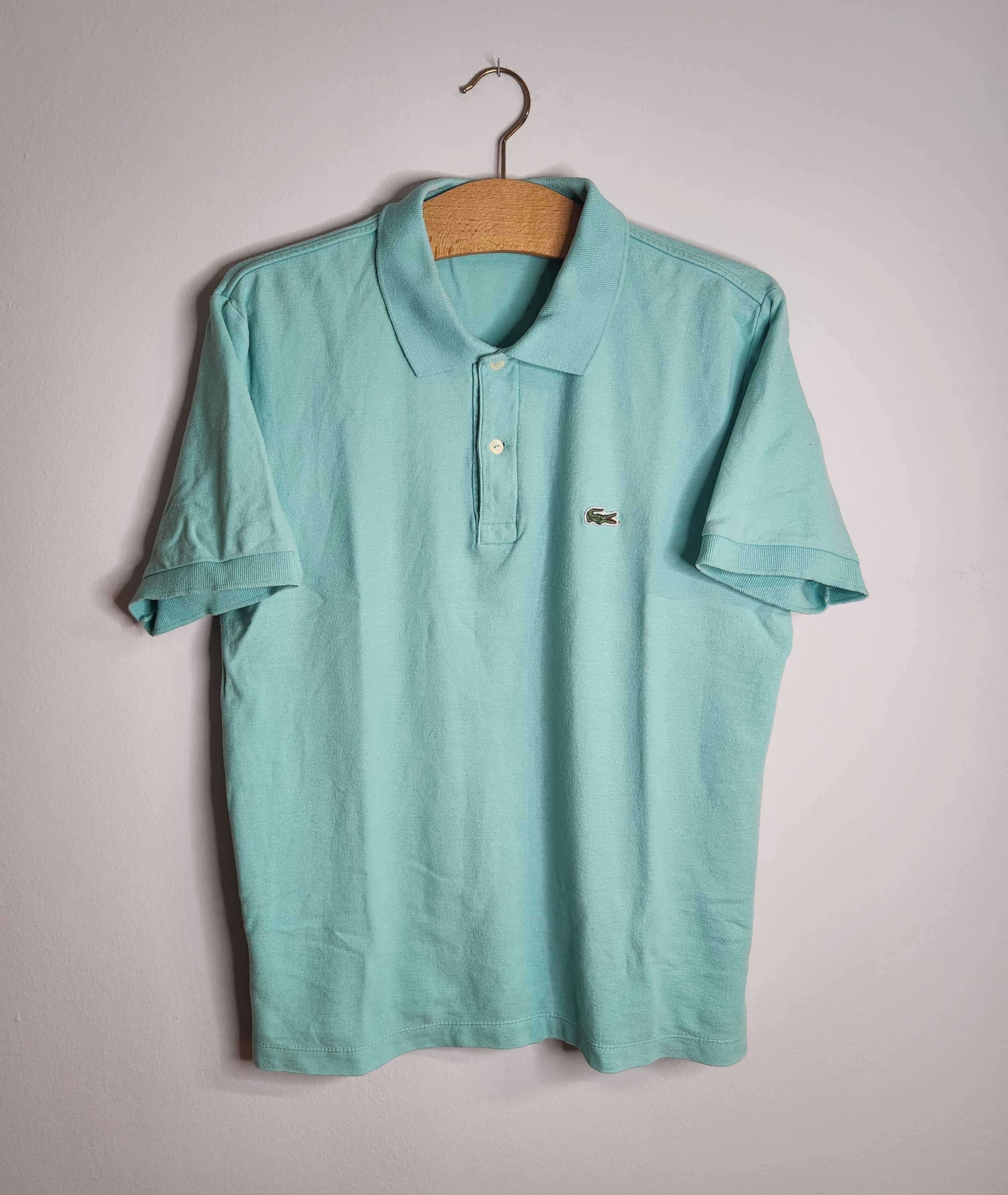 Lacoste Koszulka Polo Polówka Niebieska Zielona Retro Vintage M