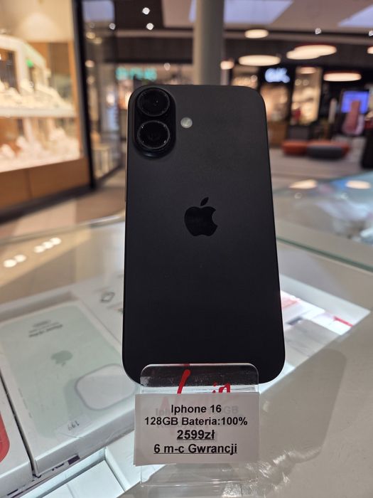 iPhone 16 128GB Black 2599zł 100%bat Stan 5/5