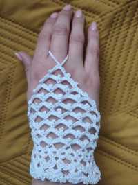 Mitenki - piękne bawełniane szydełkowe rękawiczki rozmiar S