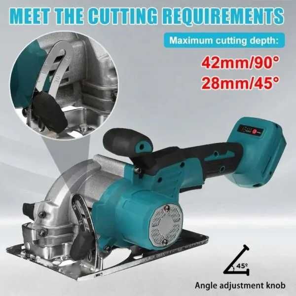 Бесщеточная аккумуляторная электрическая циркулярная пила,2000Вт125 мм