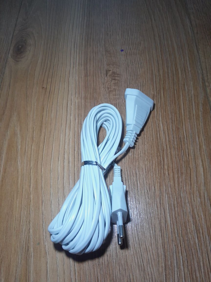 Kabel / Przedłużacz 5m Bialy do lampek choinkowych,  Telefonu, laptopa