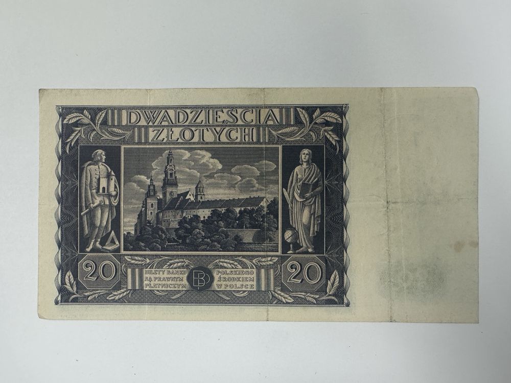 20 zł 1936 Ser. BZ błąd? odbarwienie farbą drukarską