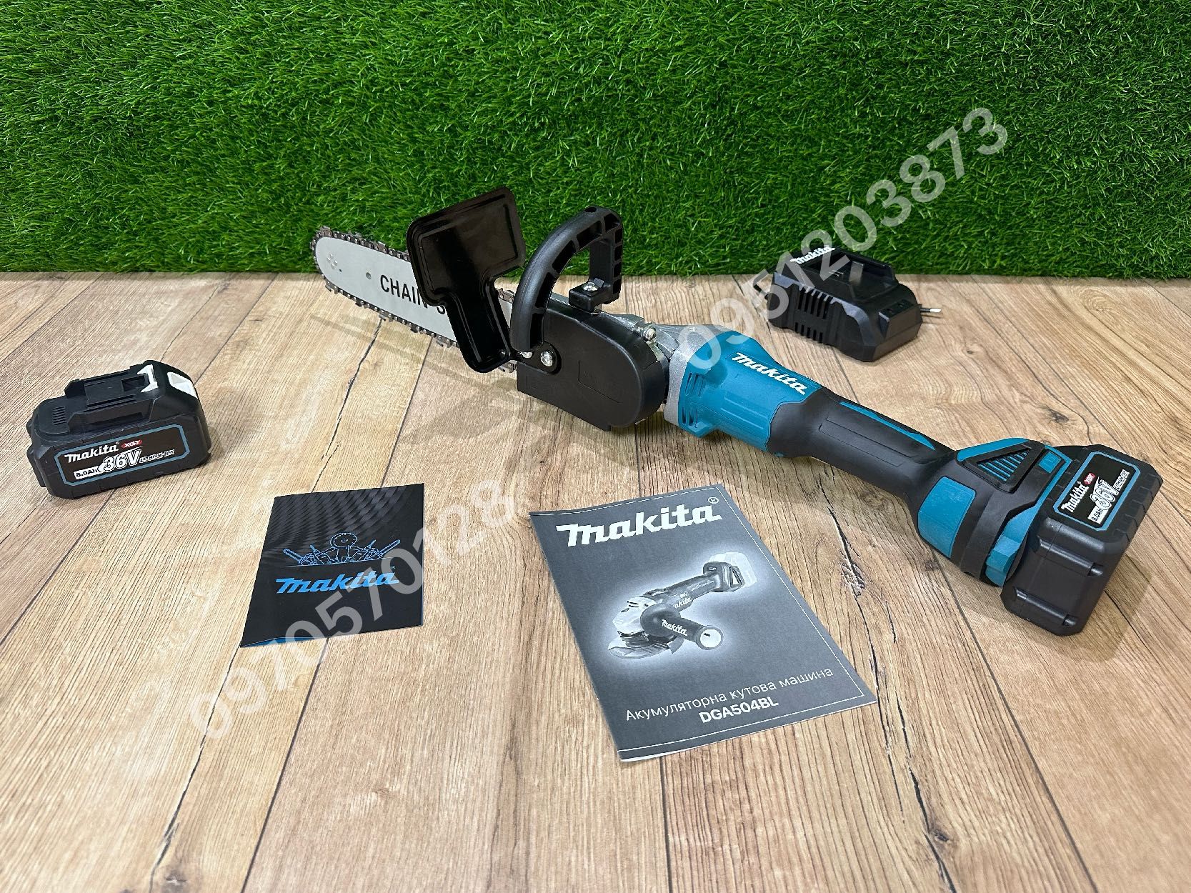Аккумуляторная болгарка Makita DGA504 с АКБ 36V 8Ah + насадка Spektr